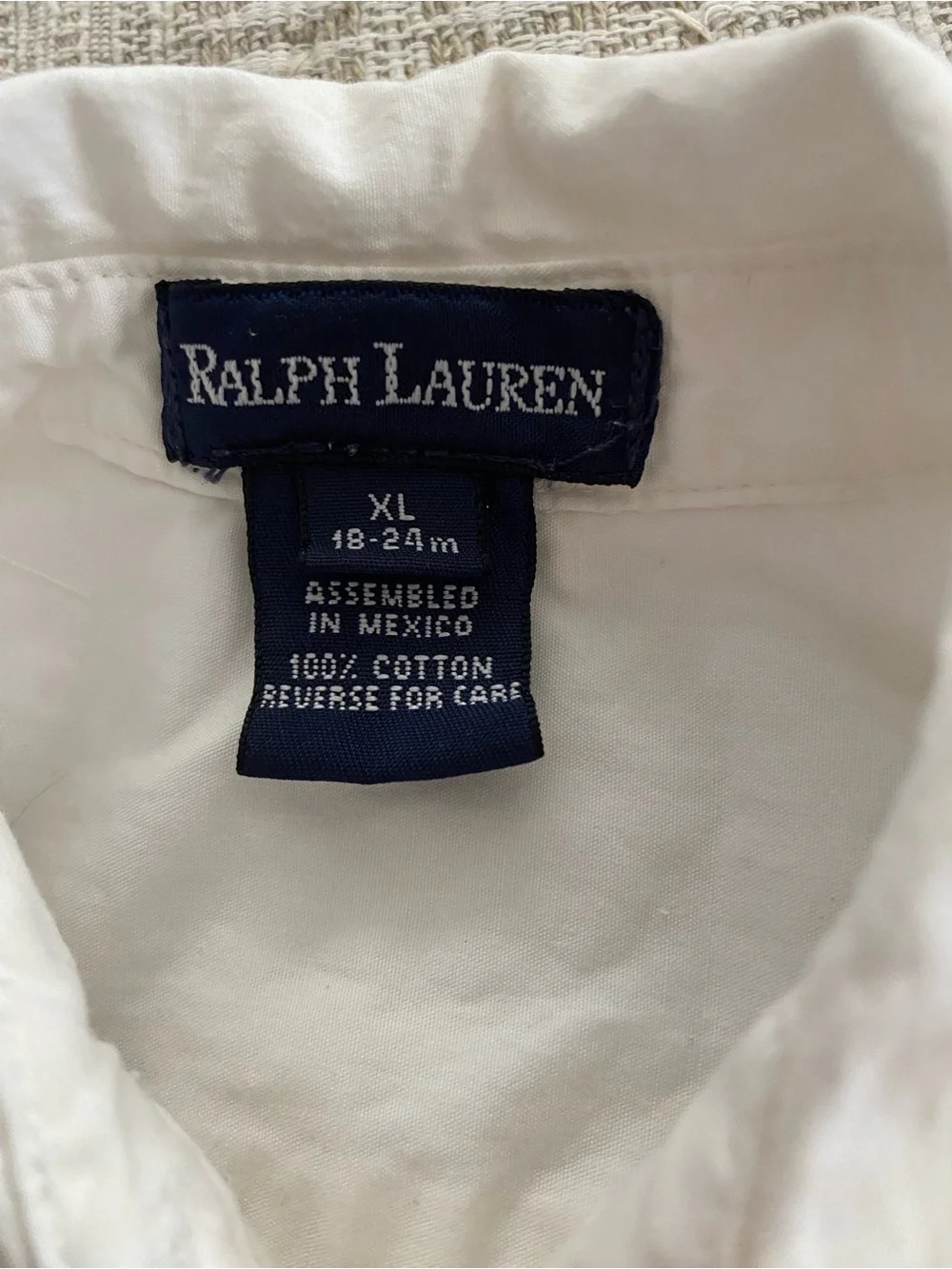 Vintage Ralph Lauren White cream Cotton Button-Up Shirt size 18 months